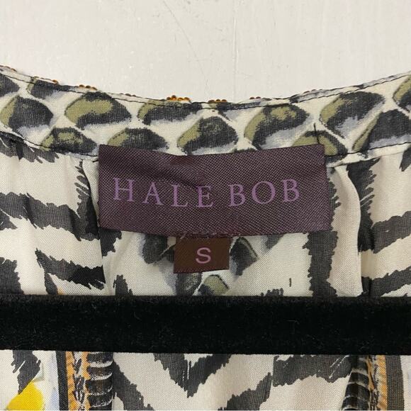 Hale Bob Black 100% Silk Beaded Neck Blouse Top Size Small - Picture 8 of 9